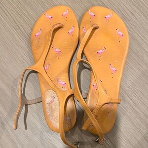 Splendid Orange and Pink Sandals with Floral Accents